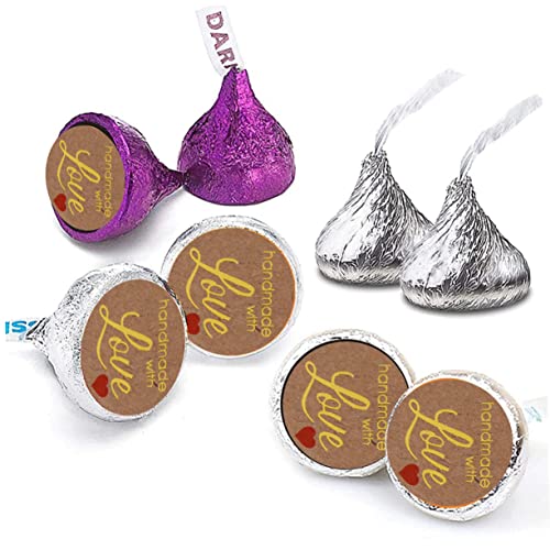 Cabilock 2 Rollen Kraftpapier Geschenkaufkleber mit Goldprägung Selbstklebende Backetiketten für Kuchenverpackung Langlebige Leicht Abziehbare Verpackungssticker für Bäckerei Party und von Cabilock