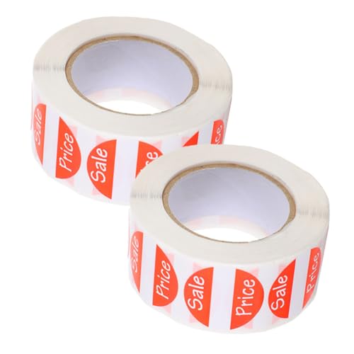 Cabilock 2 Rollen Warenanhänger aufkleber etiketten Preisschilder Etikettierung Flohmarkt Lieferungen Flohmarkt-Set Yard Sale Tags beschichtetes Papier rot von Cabilock