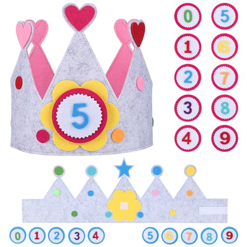 Cabilock Krone Für Kinder Und Kleinkinder Wiederverwendbare Geburtstagshüte Filzkrone Partyhüte Für Kindergeburtstag Happy Birthday Hut von Cabilock