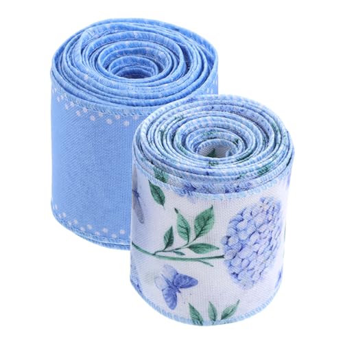 Cabilock 2 Stück Blaues Hydrangea Dekoband mit Drahtkante Geschenkband für Kränze Partygeeignetes Bastelband Teiliges Langlebiger Farbechter für Frühling Sommer Festdeko Cabilock 2 Stück Blaues Hydrangea Dekoband mit Drahtkante Geschenkband für Kränze Partygeeignetes Bastelband Teiliges Langlebiger Farbechter für Frühling Sommer Festdeko von Cabilock