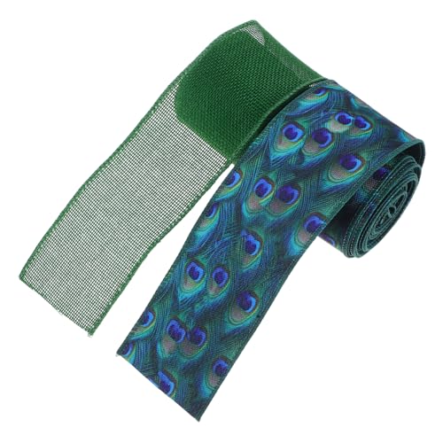 Cabilock 2 Stück Grüne Drahtband Schleifenband mit Pfauenfeder Breit Polyester mit Formbarem Drahtrand Vielseitig für Weihnachtskränze Geschenkverpackung Party und Wohnraumdekoration von Cabilock