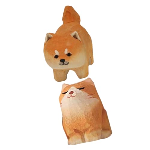 Cabilock 2 Stück Holzfigur Hund Katze Schnitzen Dekoration Kreative Katzenfigur für Büro Cabilock 2 Stück Holzfigur Hund Katze Schnitzen Dekoration Kreative Katzenfigur für Büro von Cabilock