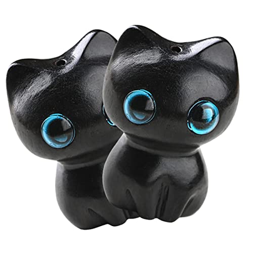 Cabilock 2 Stück Holzkätzchenanhänger Katzenfiguren Smoking Katze für Spielzeugkatze Katzendekor Schlüssel hängende Ornamente Katzenschmuck süße Katzenverzierung Sandelholz Schwarz von Cabilock