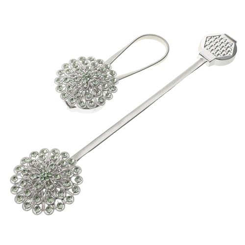 Cabilock 2 Stück Magnetische Kristall Vorhang Halterungen Blumen Vorhang Tiebacks Einfacher Federmechanismus für Wohnzimmer und Schlafzimmer Dekorative Vorhangclips ohne Bohren von Cabilock