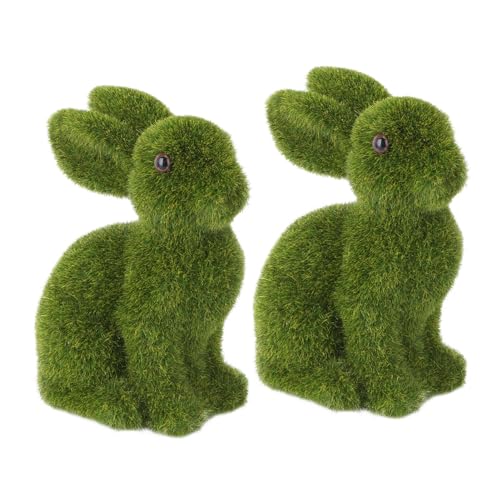Cabilock 2 Stück Simulation Kaninchen Deko Teilig Beflockte Osterhasen Figuren aus Langlebigem Realistische Osterdeko für Tisch Wohnzimmer und Party Handgefertigte Frühjahrsornamente von Cabilock