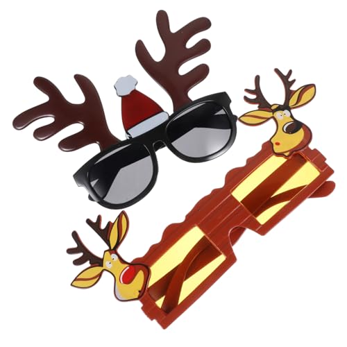 Cabilock 2 Stück Weihnachtsbrillen mit Lustigen Rentiergeweihen Kreative Partybrille für Weihnachten Karneval und Cosplay Bequem und Leicht Kostümaccessoires für Jede Feier von Cabilock