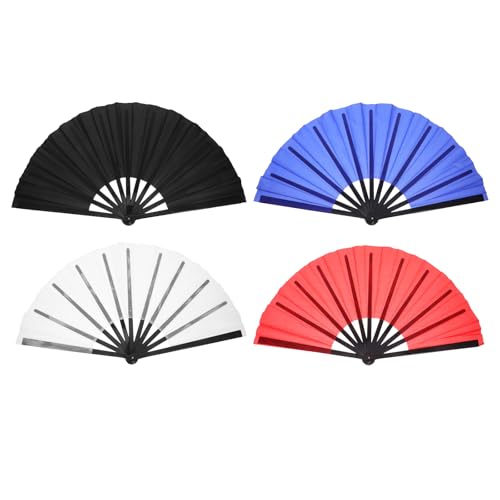 Cabilock 2 Stück chinesische Tanz-Handfächer, faltbare Handfächer aus Stoff für Tai Chi, Kung Fu, Musikkonzerte, Hochzeiten, Partys, Festival-Dekorationen, Schwarz, Rot, Blau, Weiß Cabilock 2 Stück chinesische Tanz-Handfächer, faltbare Handfächer aus Stoff für Tai Chi, Kung Fu, Musikkonzerte, Hochzeiten, Partys, Festival-Dekorationen, Schwarz, Rot, Blau, Weiß von Cabilock