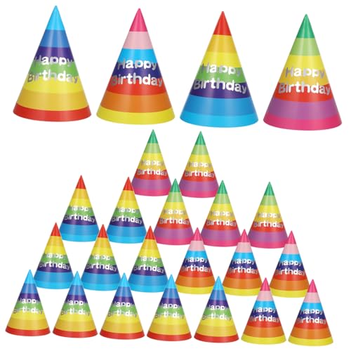 Cabilock 20 Stück Geburtstagshut Geburtstagsmützen Geburtstagsfeierhut Papierkegel-Partyhüte Mini-Geburtstagshüte Mini Party Hüte Kegelhut Neonhut tragbarer Papierhut Party-Kopfbedeckung von Cabilock