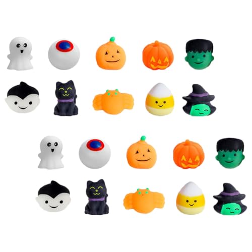 Cabilock 20 Stück Halloween Quetschspielzeuge Zufällige für Halloween Feiern Kleine Preisgeschenke Stressabbauende TPR Spielzeuge für Erwachsene von Cabilock