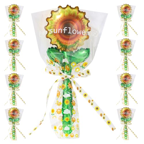 Cabilock 20 Stück Sonnenblumen-Luftballons, Sonnenblumen-Geburtstagsparty-Dekorationen, handgehaltene Blumenballons, Foto-Requisite für Babyparty, Hochzeit, Sommerparty-Zubehör von Cabilock