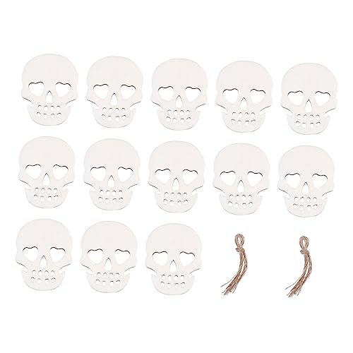 Cabilock 20 Stück Teiliges Halloween Holzdekoration Langlebige Schädel Anhänger mit Rustikalem Design Vielseitig für DIY Hängedeko und Partydekoration für Halloween Mottofeiern und Outdoor von Cabilock