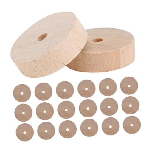 Cabilock 20 Stück Teiliges Miniatur Holzräder für Bastelprojekte Naturbelassen Dicke Vielseitig Bemalbar für Modellbau und DIY Holzspielzeug von Cabilock