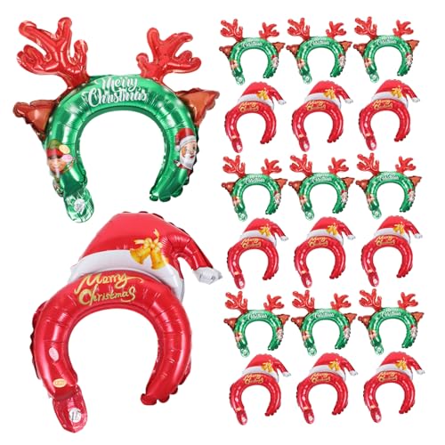 Cabilock 20 Stück Teiliges Weihnachtskopfband Aufblasbar mit Niedlichen Cartoon Motiven Weihnachtliche Haarreifen für Dekorative Party Accessoires für Festliche Fotos und Weihnachtsfeiern von Cabilock