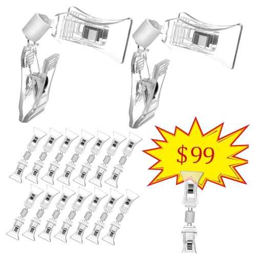 Cabilock 20 Stück Transparenter Clip doppelseitige Clips Merchandising Inhaber Preisanzeigeclips Verkaufsschilder für Einzelhandelsgeschäfte Supermarkt-Preisclip -Material von Cabilock