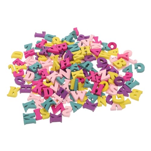 Cabilock 200 Stück Bunte Holzbuchstaben für Basteln Alphabet Holzstücke aus Hochwertigem Holz DIY Dekoration für Fenster Wand Geburtstag und Weihnachtsfeiern Stabile Leichte Holzscheiben von Cabilock