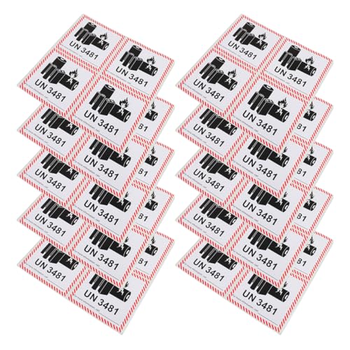Cabilock 200pcs Lithium -ionen -batterie -sicherheitswarnbezeichnungen Batterien Batterien Transportieren Sicherheitsschild Für Die Versandbewegung von Cabilock
