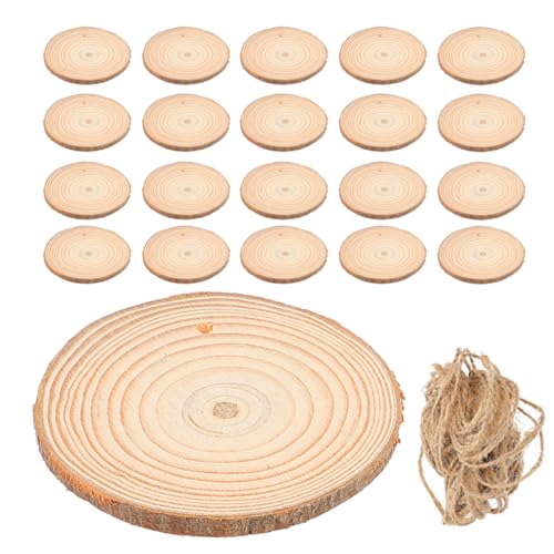 Cabilock 25 Stück Unbehandelte Naturholzscheiben mit Schnur DIY Bastelmaterial für Hochzeitsdekoration Tischkarten Kunstprojekte Cabilock 25 Stück Unbehandelte Naturholzscheiben mit Schnur DIY Bastelmaterial für Hochzeitsdekoration Tischkarten Kunstprojekte von Cabilock
