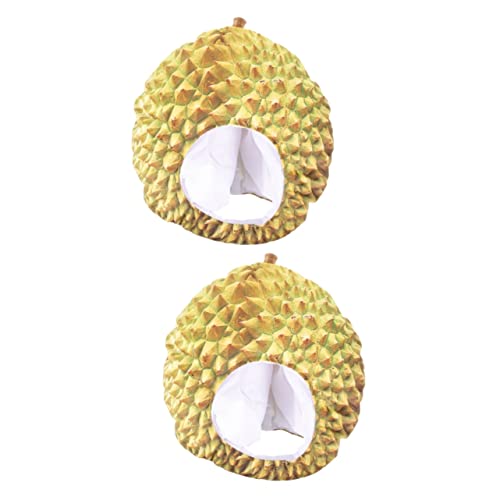 Cabilock 2st Durian-kopfbedeckung Cosplay-kostüme Kopfbedeckungen Aus Früchten Party-selfie-hut Kopfbedeckungen in Durian-form Lustiger Partyhut Durians Kind Leistungsrequisiten Stoff Tier von Cabilock
