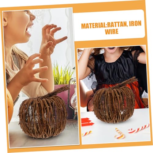 Cabilock 2stücke Rattandekor Herbstkürbis Kleine Dekorative Kürbisse Aus Rattan Geflochtene Kürbisse Kürbis-tischdekor Festlicher Schmuck Schreibtischdekoration Kürbisdekor von Cabilock
