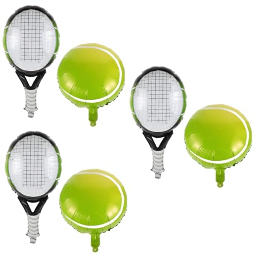Cabilock 3 Sätze Teiliges Tennisball und Tennisschläger Folienballon Metallic Glänzende Sport Luftballons mit Aufhängeösen Geburtstag Party Dekoration für Drinnen und Draußen von Cabilock