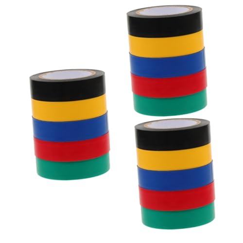 Cabilock 3 Sätze Wasserdichtes Isolierband Farbband Für Die Beschriftung Farbig Schwarzes Band Ziehen Um Farbe Streifen Multi Blau Gaffers Tape Weiß Aus -klebeband Zweck Pvc 5 Rollen * 3 von Cabilock
