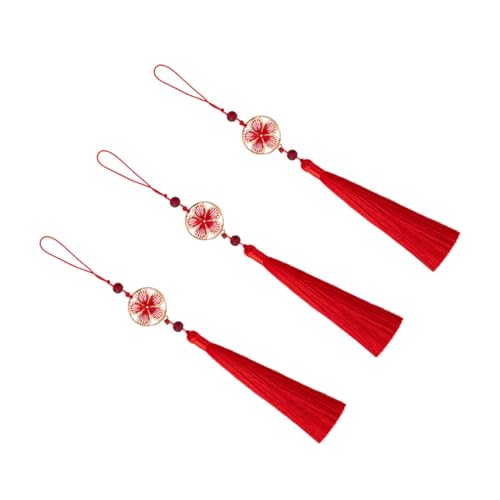 Cabilock 3 Stück Blumenquastenanhänger Ornamente Dekoration Quaste Im Chinesischen Stil Chinesischer Quastenanhänger Türanhänger Chinesischer Festanhänger Hängende Quaste Rot Polyester von Cabilock
