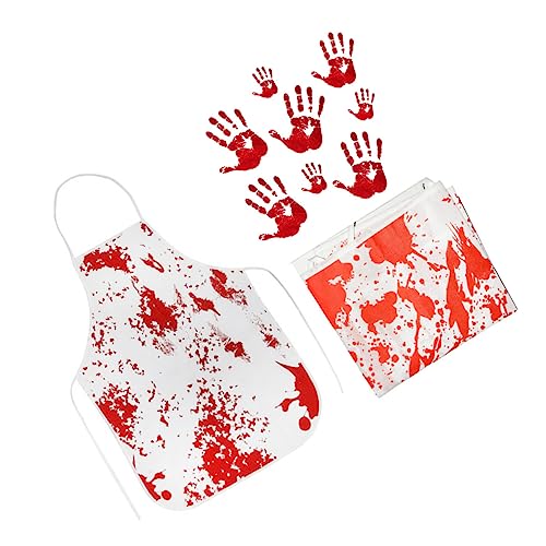 Cabilock 3 Stück Teiliges Halloween mit Blutigen Handabdruck Tischdecke und Blutverschmiertem Apron für Gruselige Indoor Partydekoration im Haunted House Stil Atmosphäre für Halloween Cabilock 3 Stück Teiliges Halloween mit Blutigen Handabdruck Tischdecke und Blutverschmiertem Apron für Gruselige Indoor Partydekoration im Haunted House Stil Atmosphäre für Halloween von Cabilock