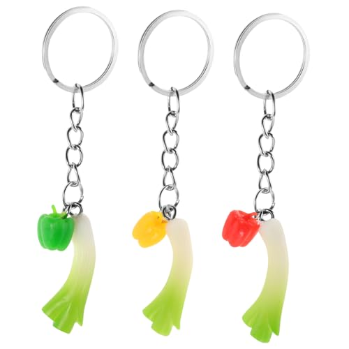 Cabilock 3 Stück Teiliges Schlüsselanhänger Gemüse Simulation Grüner Lauch und Chili Paprika Stabile Befestigung Weiches Material Kreative Geschenkidee für Taschen Schlüssel Alltag und Cabilock 3 Stück Teiliges Schlüsselanhänger Gemüse Simulation Grüner Lauch und Chili Paprika Stabile Befestigung Weiches Material Kreative Geschenkidee für Taschen Schlüssel Alltag und von Cabilock
