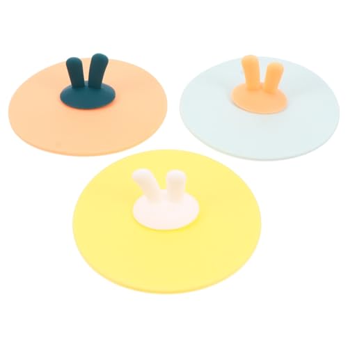 Cabilock 3 Stück Teiliges Silikon Becherdeckel mit Süßem Hasenohren clip Auslaufsichere Wiederverwendbare Kreative Tassenabdeckungen in Pastellfarben Staubdicht und Praktisch für Getränke von Cabilock