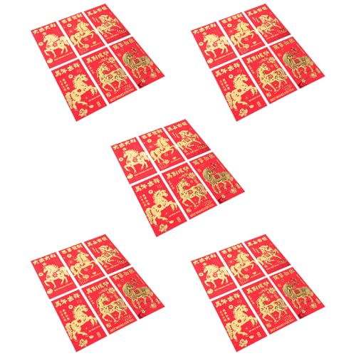 Cabilock 30 Stück Chinesische Neujahrsumschläge mit Prägung Kreative Designs für Jahr Des Pferdes für Frühlingsfest von Cabilock