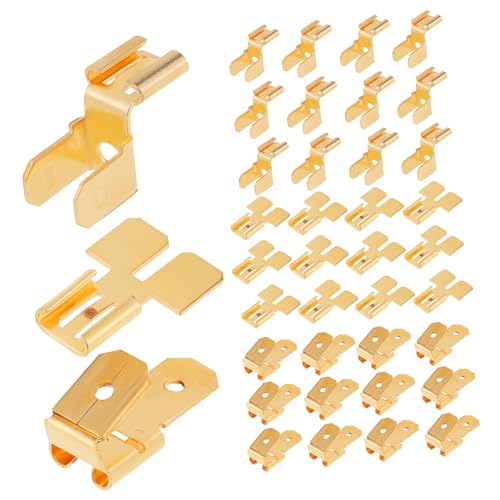 Cabilock 36 Stück Flachstecker Drahtcrimps Verdrahtungscrimpen Elektrisches Abnehmbares Kit Klemmen Flachstecker Drähte Crimp Drahtverbinder Flachstecker Kupfer Golden von Cabilock
