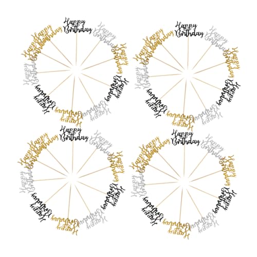 Cabilock 36 Stück Teiliges Glitter Cupcake Toppers in Gold Schwarz Silber Wiederverwendbare Geburtstagskuchen Dekorationen Bunte Tortendeko für Geburtstag Hochzeit Party Einfache Anwendung von Cabilock