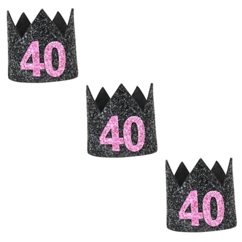 Cabilock 3st Geburtstagskappe Dekorationen Zum 40. Geburtstag Partyhüte Für Erwachsene Geschenke Zum 40. Geburtstag Abschlussball-stirnband Geburtstagsgeschenke Glitzerhut Blitz Kronenhut von Cabilock