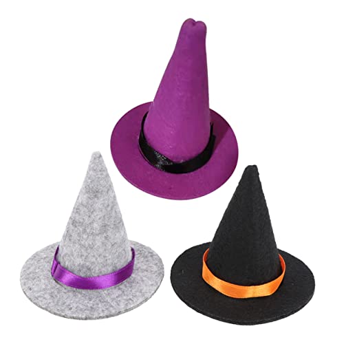 Cabilock 3St Mini-Hexenhut Cocktail Halloween Spender Dekorationen partydekoration party decoration Weinflaschen Zubehör tischdeko esstisch Tischdekoration kleine Hexenhüte Filzstoff von Cabilock