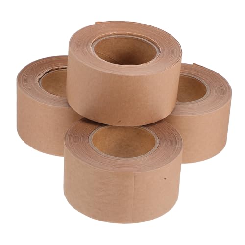 Cabilock 4 Rollen Wasseraktiviertes Kraftpapier Packband Beschreibbar Schnittfest Selbstklebend Robuste Haftung Temperaturbeständig Braunes Verpackungsband für Versand Kartonversiegelung von Cabilock