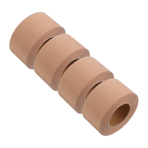 Cabilock 4 Rollen Wasseraktiviertes Papierband Braunes Hochleistungs- Kraftbraunes Klebeband Selbstklebendes Paketklebeband Kartonband Kraftpapier Hellbraun von Cabilock