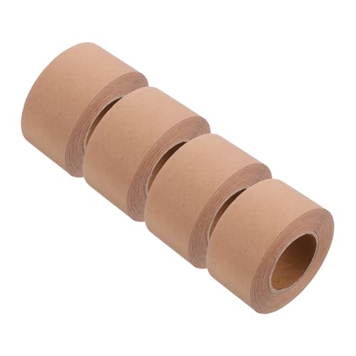 Cabilock 4 Rollen Wasseraktiviertes Papierband Kraftpapierkleber Packband aus Kraftpapier Paketklebeband wasseraktiviertes Klebeband Kraftbraunes Klebeband Versandklebeband Hellbraun von Cabilock