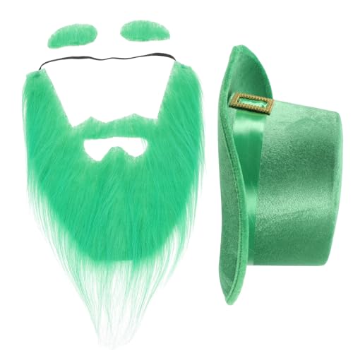 Cabilock 4 St. Patrick's Day Grüner Kobold-zylinder Mit Kunstbart Und Augenbrauen, Irischer Kleeblatt-samthut Und Künstliches Grünes Gesichtshaar-set Cabilock 4 St. Patrick's Day Grüner Kobold-zylinder Mit Kunstbart Und Augenbrauen, Irischer Kleeblatt-samthut Und Künstliches Grünes Gesichtshaar-set von Cabilock