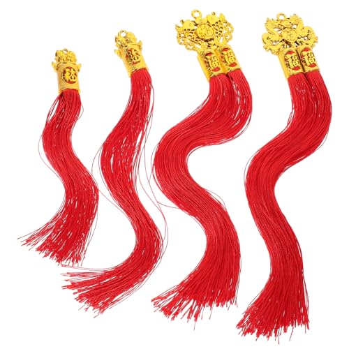 Cabilock 4 Stück Drachen und Fischkopf Tassel Charms Chinesisches Neujahr Dekorationspendant für DIY Projekte und Lange Anhänger Kreative Hängende Ornamente von Cabilock