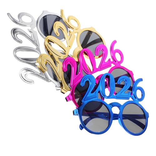 Cabilock 4 Stück Glitzer Sonnenbrillen Lustige Zahlenbrille für Neujahrsfeiern und Abschlussfeiern Fotorequisiten für Partys und Feiertage Leicht und Tragbar von Cabilock