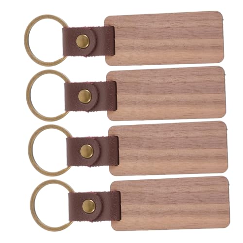 Cabilock 4 Stück Holz Schlüsselanhänger Blanko Diy Schlüsselanhänger aus Walnussholz Unbeschichtet für Malerei Basteln und Dekoration Langlebig und Leicht für Kreative Projekte von Cabilock