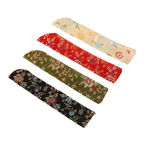 Cabilock 4 Stück Japanische Faltfächer Hülle Langlebige Sichere Handfächer Tasche aus Praktische Kompakte Organizer für Faltbare Handventilatoren Geschenkbeutel in Rot Schwarz Gelb Grün von Cabilock