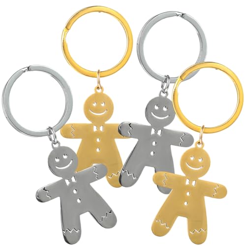 Cabilock 4 Stück Lebkuchenmann Schlüsselanhänger Lebkuchenmann Charme Weihnachtsgeschenk Weihnachts Schlüsselringe Nussknacker Schlüsselanhänger Weihnachtsbaum Hängedekoration von Cabilock