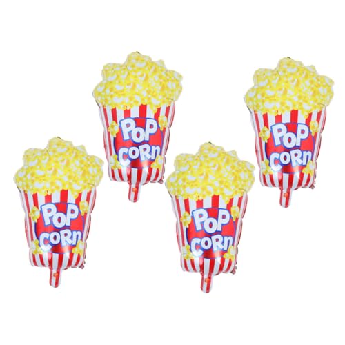 Cabilock 4 Stück Popcornballon Geburtstagsfeier Snack Dekorationen Ballondekor Partydekorationen für Filmabende Filmpartydekorationen Popcorn-Partyzubehör Popcorn-Requisite Aluminiumfolie von Cabilock
