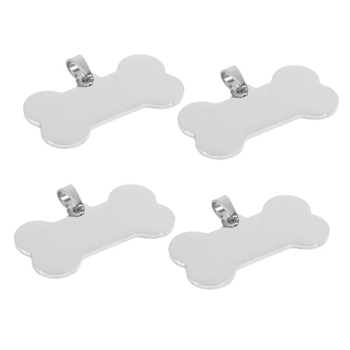Cabilock 4 Stück Tierschild Aus Edelstahl Haustier Stempel Charms Charm-herstellungsset Hund Halskette Leerer Anhänger Hundemarke Eingraviert Gravierte Hundemarken Rostfreier Stahl Silver von Cabilock