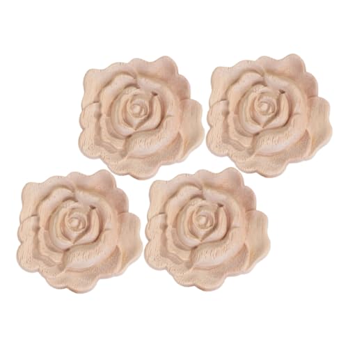 Cabilock 4 Stück Unlackierte Rosenblüten für Diy Möbel Dekoration Hochwertige Handwerkskunst für Türen Schränke und Betten Installieren und Elegant im Design von Cabilock
