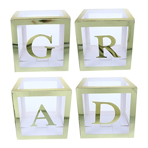 Cabilock 4 Stücke Boxen Ballonbox Für Die Abschlusssaison Buchstabenballonblöcke Boxen Für Abschlussballons Ballonhüllen Für Den Abschluss Ballonhüllen Aus Gold Golden Papier von Cabilock