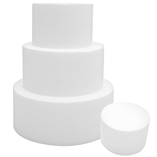 4 Stücke Styropor Torte 4 stöckig Rund Tortendummy Kuchen Cake Scheibe Zylinder Schaum Formen Skulptur DIY Modellierung Hochzeit Kuchen Dekoration Ornamente von Cabilock