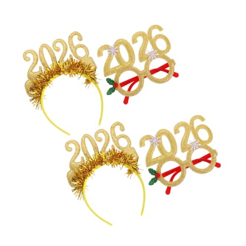 Cabilock 4 Stücke Teiliges Neujahrs Party Headbands und Brillen Glitzernde Festtags Dekoration Leichtes Komfortables Material für Erwachsene für Weihnachts und Silvesterfeiern von Cabilock