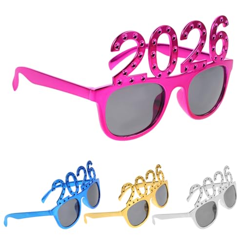 Cabilock 4 Teilige Neujahrsbrillen Abschlussbrillen 2026 – Lustige Partybrillen Für Silvesterpartys – Neuartige Brillen Für Karneval Und Halloween von Cabilock